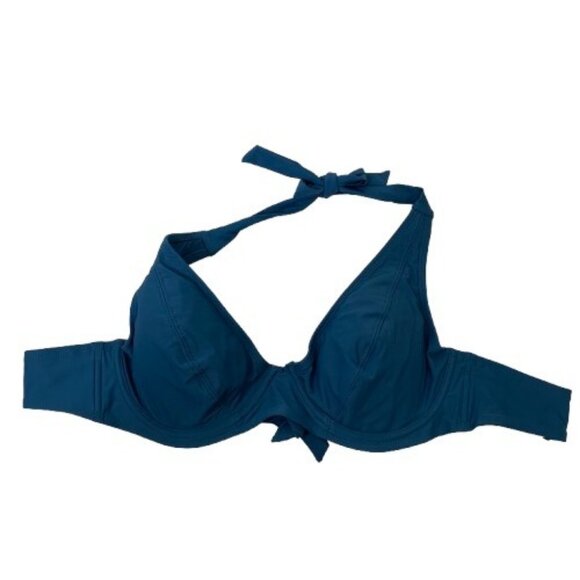 NEW Shapermint Full Coverage Halter Bikini Top Ocean Blue Size Large - Picture 1 of 7